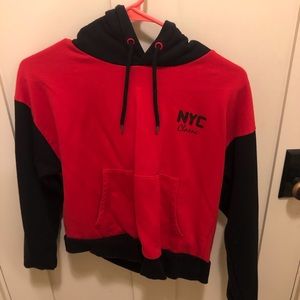 black and red nyc classic hoodie
